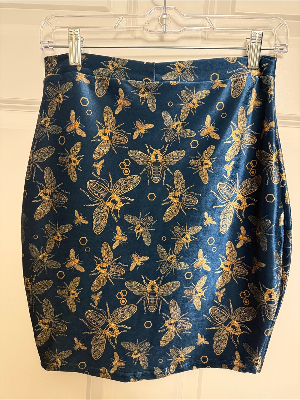 Blackmilk Sample Sale Velvet Bee Bodycon Mini Skirt - Picture 2 of 5
